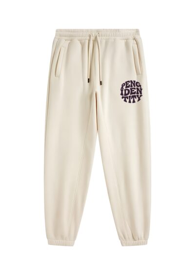 Peng Identity joggers in neutral colour with minimal logo detail