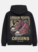 Urban roots hoodie by Peng Identity black hoodie with origins back graphic