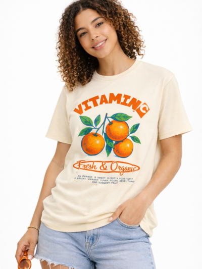 Orange graphic t shirt with Vitamin C Fresh & Organic design by Peng Identity