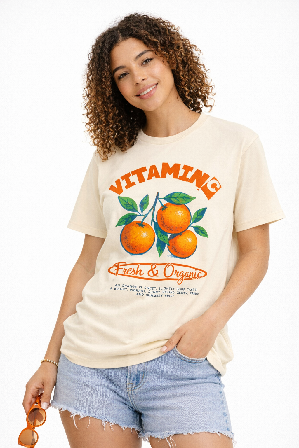 Orange graphic t shirt with Vitamin C Fresh & Organic design by Peng Identity