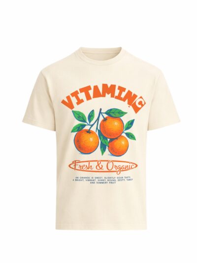 Orange graphic t shirt with Vitamin C Fresh & Organic design by Peng Identity