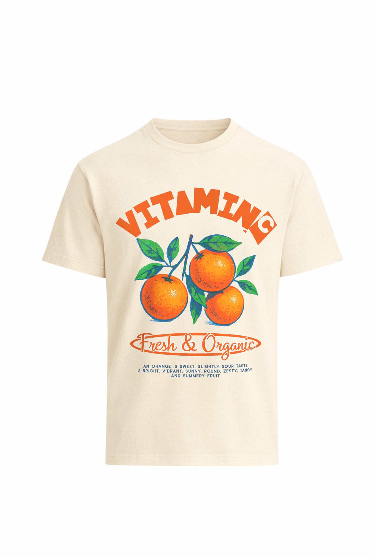 Orange graphic t shirt with Vitamin C Fresh & Organic design by Peng Identity