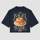 Navy blue Peng Identity Off-Duty T-shirt with bagel graphic and 'Bagel Babe' text